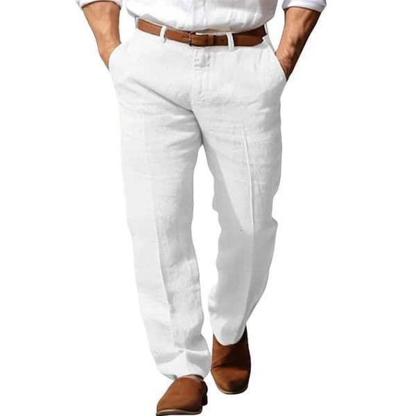 Mens Formal Linen Summer Pants Straight Tube Solid Color Comfortable Breathable Formal Business Fashion Basic Style W250812