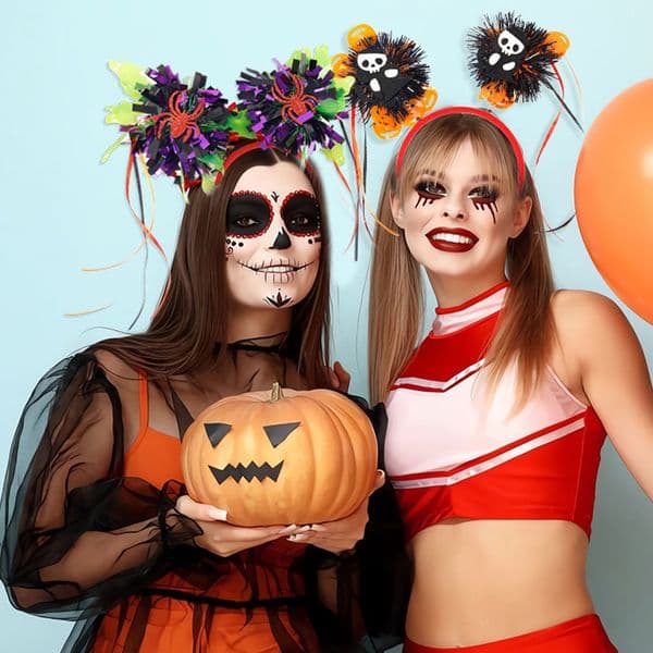 2026 Halloween Colored Strips Tassel Headdress cologne Rain Squid Ball Ghost Festival Masquerade Spider Pumpkin Fur Strip perfume Headband Free Shipping