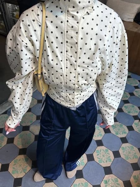 Zipper Full Sleeve Short Polka Dot Printing Thin Jackets Women Casual Stand Neck Slim Fit Coat Lady 2025 Highstreet Outwear 250811