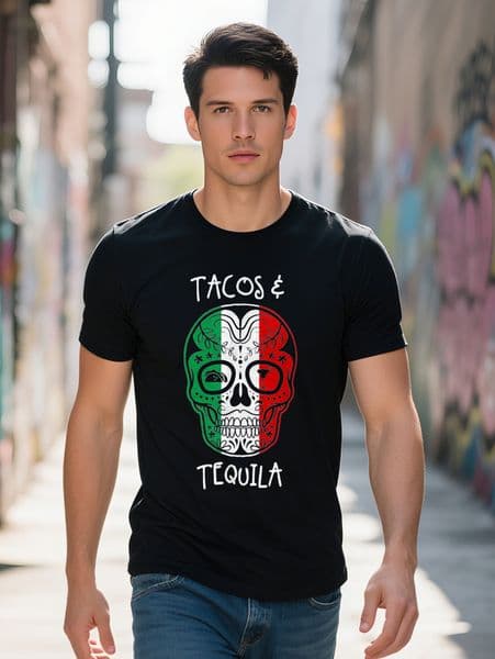 Men s Plus Size Tacos Tequila Mexican Graphic Tee Soft Breathable Cotton Casual T Shirt All Seasons Black with Colorful