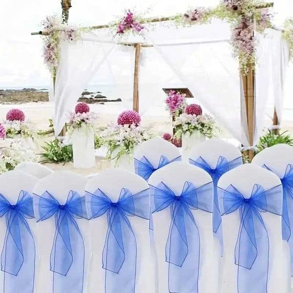 New Organza Chair Sashes Knot Bands Chair Bows for Weddings Parties Banquets Events Country Weddings Chair Decorations X250813