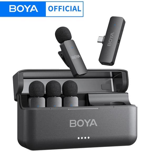 BOYA BY-V4U Wireless Lavalier Lapel Microphone for iPhone Android Phone PC Video Recording Vlog Live Streaming Interview 250812