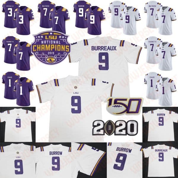 2024 College Football jersey Tigers 9 Joe Burrow Burreaux Jerseys Garrett Nussmeier Beckham Jr. Will Campbell100th Tigers Stadium Football Jerseys