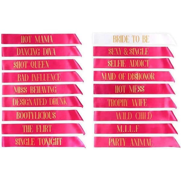 Funny Wedding Party Bride To Be Team Bride Tribe Satin Sash Set Hot Pink Bridal Shower Bachelorette Party Game Decoration Ideas X250813