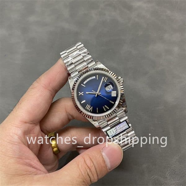 40mm Mens Watch 228236 Cal. 3255 Movement Automatic Mechanical Watches Gradient Blue Dial with Roman Time Scale QF Factory Men's Wristwatches