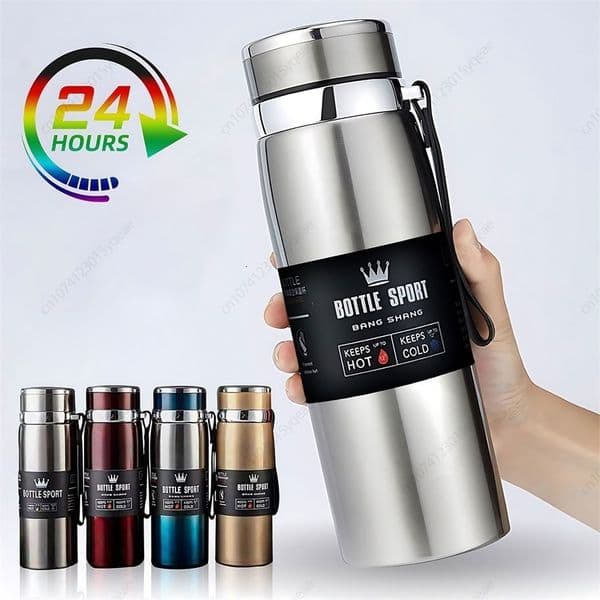 1000ml Thermal Water Bottle Thermos Vacuum Flask Double Stainless Steel Coffee Tea Insulated Cup Leakage-proof for Office 250813ww