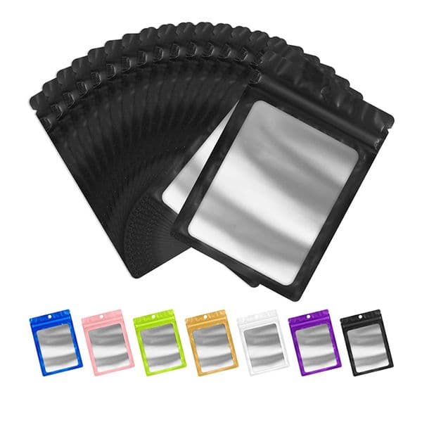 wholesale 50Pcs Matte Zip lock Plastic Bag Aluminum Foil Hologram Food Pouch Small Water Zipper Reclosable Pouches Gift Packaging Smell Proof Bags