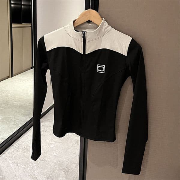 Designer Women Zipper Top Leggings Tracksuit Contrast Color Long Sleeve Outerwear Black High Waist Tight Pants Ladies Sexy Slim Fit Sports Yoga Suit