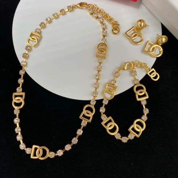 Fashion Necklace Earrings designer Necklaces & Pendants brass chain letter chain gift designer for women