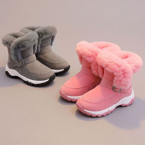 Children Snow Boots Baby Girls Shoes Pink Gray Warm Winter Plush Kids Snow Boots Non-slip Littlesprouts Youth Toddler Boots Shoes Sizes 27 - 37