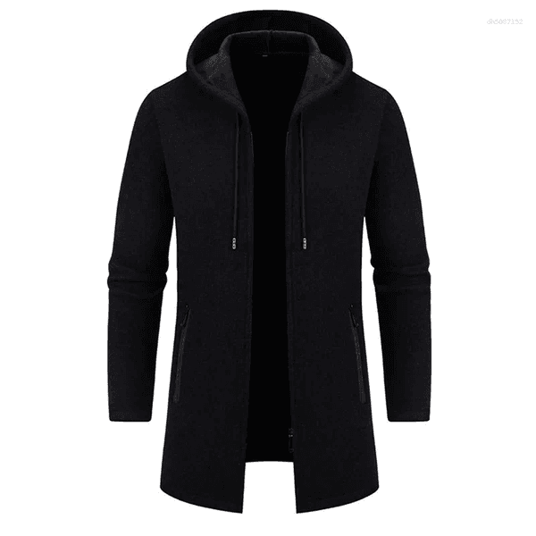 Men's Sweaters Autumn Winter Warm Thick Knit Sweater Jacket Men Casual Solid Color Fleece Liner Knitted Hooded Cardigans Mens Fashion