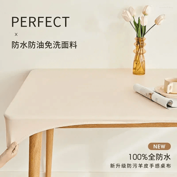 Table Cloth 90x180cm Leather Surface Waterproof Oil-proof Tablecloth Cover For Dining Square Surrounded Mat Elastic Protection