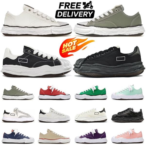 free shipping Maison Designer canvas shoes Toe Cap MMY fashion leather black white sneakers luxury flat loafers outdoor jogging walking shoe
