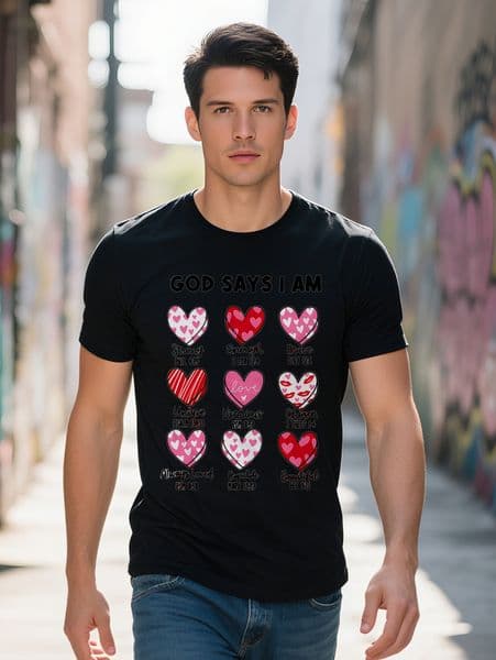 Casual Round Neck T-Shirt Print Design Men's Top a Gift for Men b94c1
