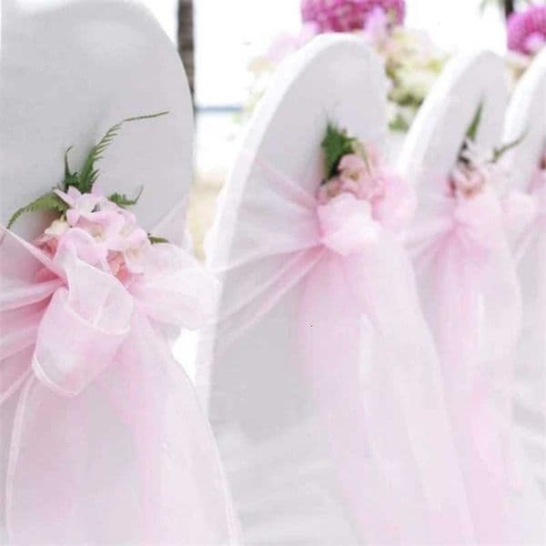 10/50/100PCS Wedding Chair Decoration Organza Chair Sashes Knot Bands Chair Bows For Wedding Party Banquet Event Chair Decor X250813