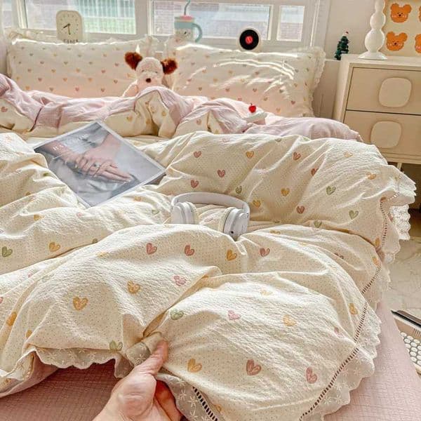 2025 New Bedding Set INS Princess Soft Bed Flat Sheet Set Twin Queen Double Size Cotton Lace Duvet Cover Pillowcase Bed Linen XJ250619