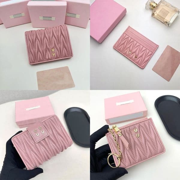 Matelasse Designer Leather Wallet Fashion Womens Credit Card Holder Womens Coin Purse Luxury Lambskin Letter Purse Wallets Women Zipper Short Wallets