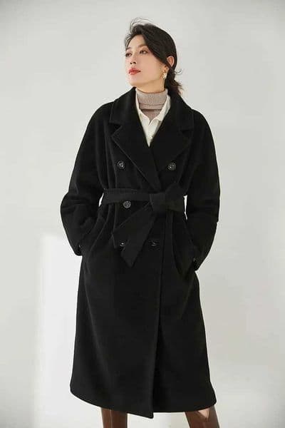 Winter Cashmere Coat Women Beige Loose Mid-Length Wool Coat Female 2024 Autumn Camel Lace-Up Double-Breasted Classic Style 13801 Z250813