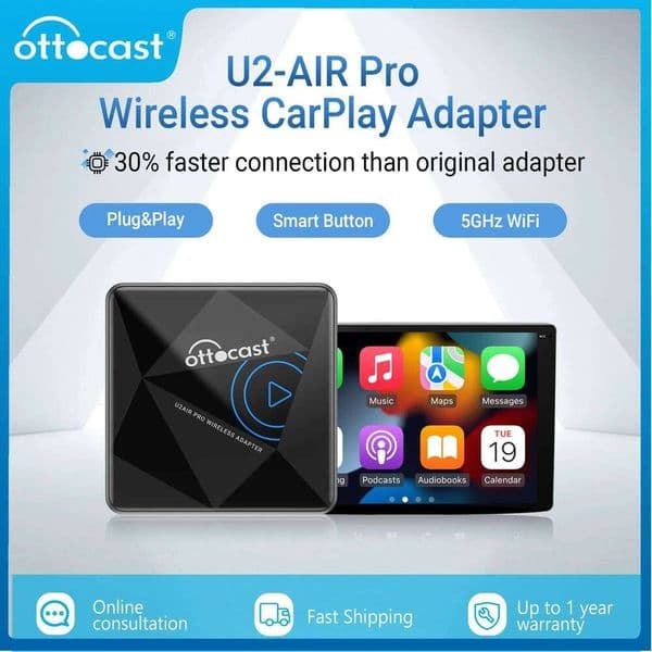 OTTOCAST Wired To Wireless Adapter U2 Air PRO CarPlay Car Accessories for Hyundai Ioniq Skoda VW Nissan Ford Voo