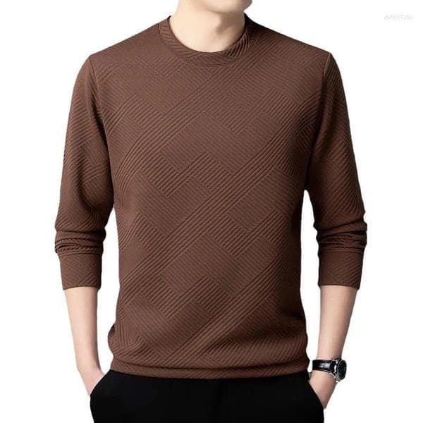 Men's Sweaters Cashmere Blend Sweater Pullover For Autumn And Winter Luxury Clothing Suede Leather Warm Knitted Fabr