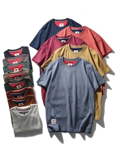 2025 Summer American Retro Short Sleeve O-neck Solid Color T-shirt Mens Fashion 100% Cotton Washed Casual Terry Cloth Tops 250813BJ