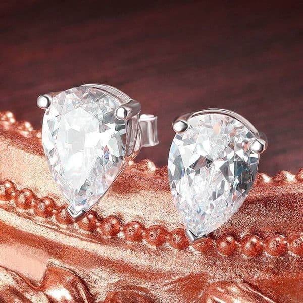 BXINY 1/2/4CT Pear Cut Moissanite Stud Earrings S925 Silver Waterdrop Diamomd Ear Studs for Women Gifts Fine Jewelry with GRA