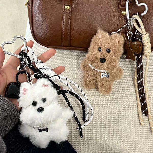 Cute Puppy Plush Keychain Fashion Graffiti Doll Car Bag Pendant Decoration