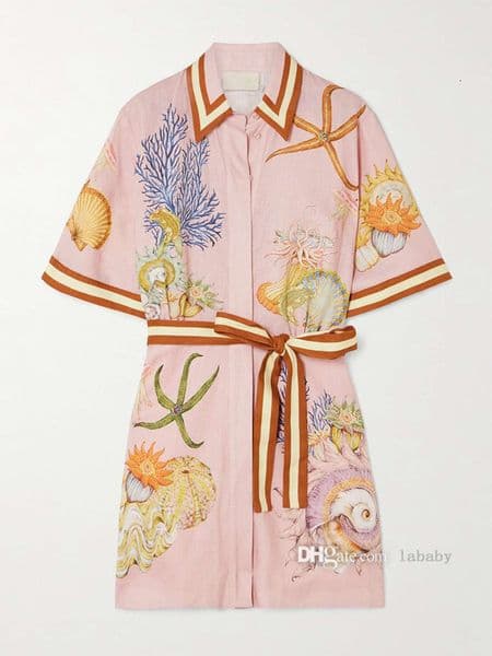 Designer Women Fashion Printed Linen Shirt Dresses For Woman Elegant Spring Summer Versatile Ladies Midi Maxi Beach Dress Outfits L251208UUVB