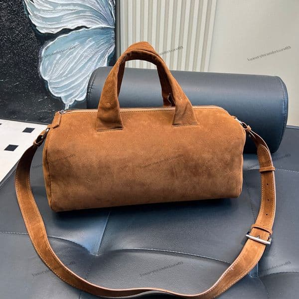 Suede Brown Shoulder Bag, Women's Designer Handbag, Soft Leather Luxury Women's Bowling Bag, New Strap Bag, Autumn and Winter Suede Armpit Shoulder Bag