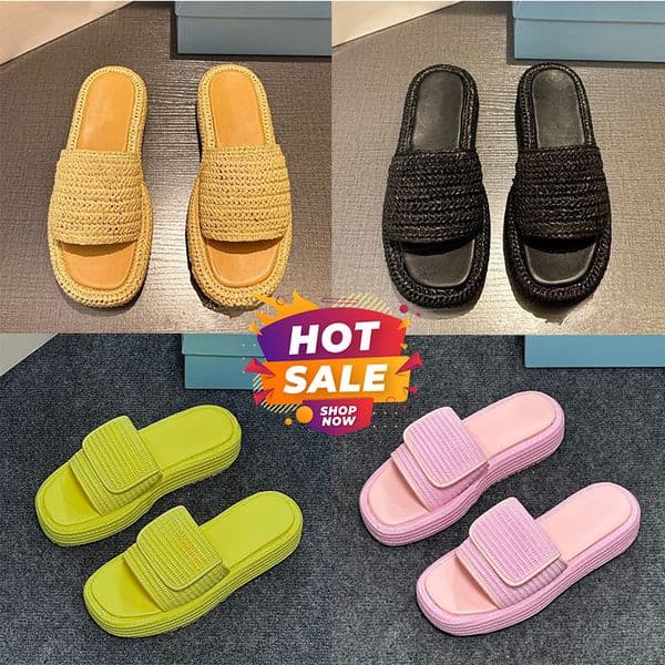 Designer Slipper Sandals Women Slides Black Platform Wedges Flatform winter wool fur Slippers Summer Flat Comfort Mule Beach shoes 35-42