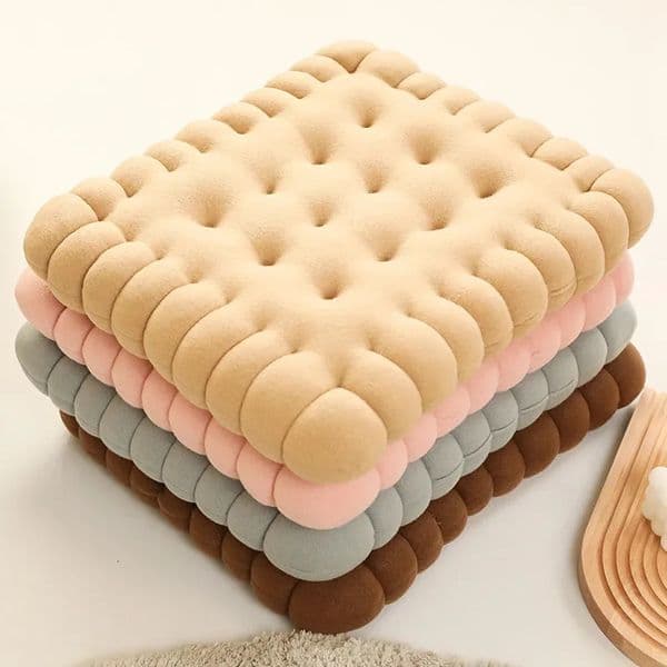 Biscuit Shape Plush Cushion Soft Creative Pillow Chair Seat Pad Decorative Cookie Japanese Tatami Back Cushion Sofa Pillows 250813