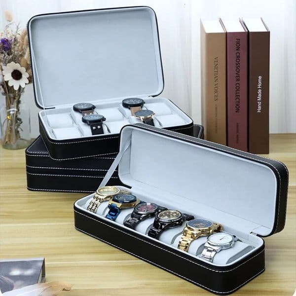 24681012 Slot Watch Box Portable Travel Zipper PU Leather Storage Case Watch Display Box for Business Trips and Gifts 250813BJ