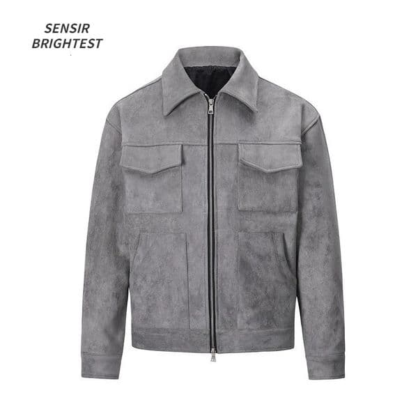 Autumn Jackets Oversize Casual Clothes High Street Pockets Laper Zipper Suede Thick Coat Mens Windbreaker Loose 250808