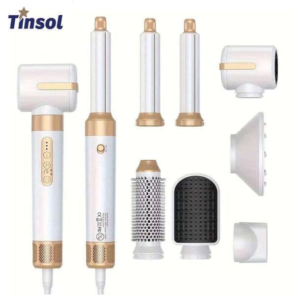 Tinsol 7 In 1 Brush Brushless High Speed With Diffuser Ionic Blow Dryer Hot Air Styling Comb Hair Curler
