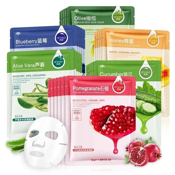 30pcs Natural Plant Facial Mask Moisturizing Oil Control Anti-Aging Fruit Aloe Korean Sheet Face Mask Beauty Skin Care Prodcuts 250807