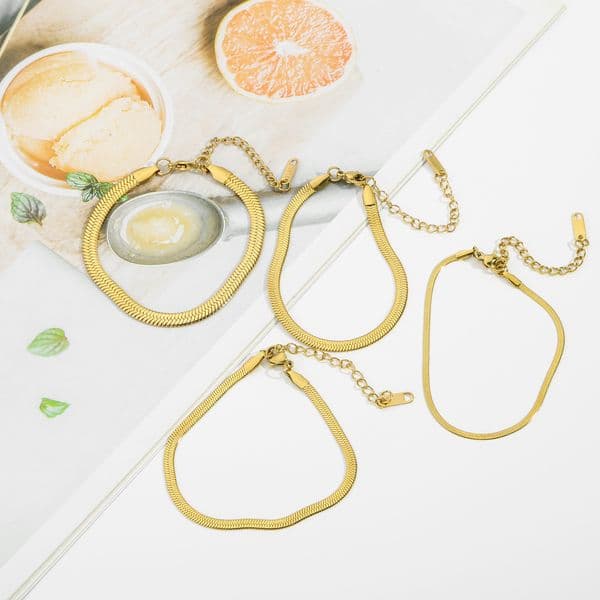 Jewelry Chain Bracelets European and American Minimalist Trendy Titanium Steel 18K Gold Plated Bracelet Slim Snake Unique Snake Bone Plated Bracelet for Women