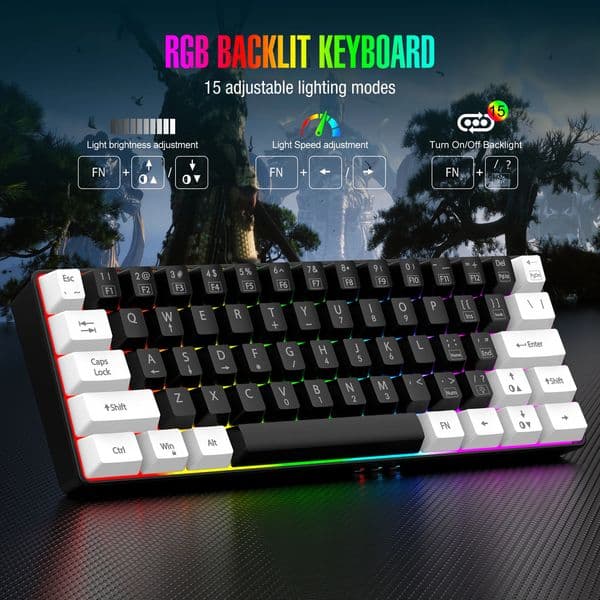 60% wired game keyboard RGB backlit ultra-compact mini keyboard waterproof mini compact 61 keys suitable for PC/Mac gamers t 250813