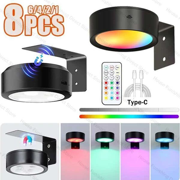 2 Styles USB Rechargeable Magnetic LED Decorative Display Art Lights Wireless Remote Control Dimmable RGB Wall Art Decoration X250815