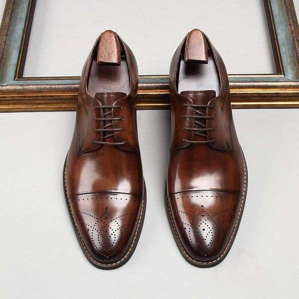 Unbeatable Quality New Breathable British Business Formal Men's Three Truncated Carved Groom's Wedding Shoes, Single Leather Shoes