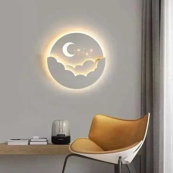 LED Cloud Stars Moon Wall Lamp for Bedroom Bedside Childrens Room Kids Creative TV Background Staircase Aisle Pendant Light X250815