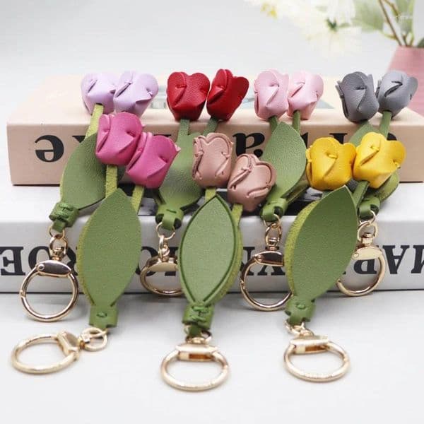 Sweet Tulip Bag Pendant Dopamine Korean Style Fresh Backpack Decoration Match Accessories Charms Car Key Chains Girl