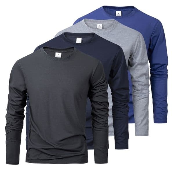 Spring Autumn Men's T-shirts Long Sleeve Casual Tops Solid Color High Quality Black T-Shirt Classic Men Clothing 250809BJ