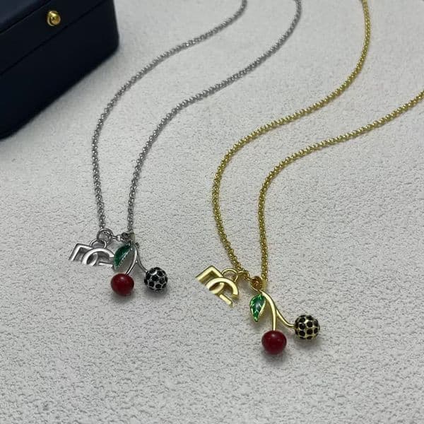 New Designed women cherry letters pendant Necklaces Copper silver Plated earring fashion Designer Jewelry DG-N0670