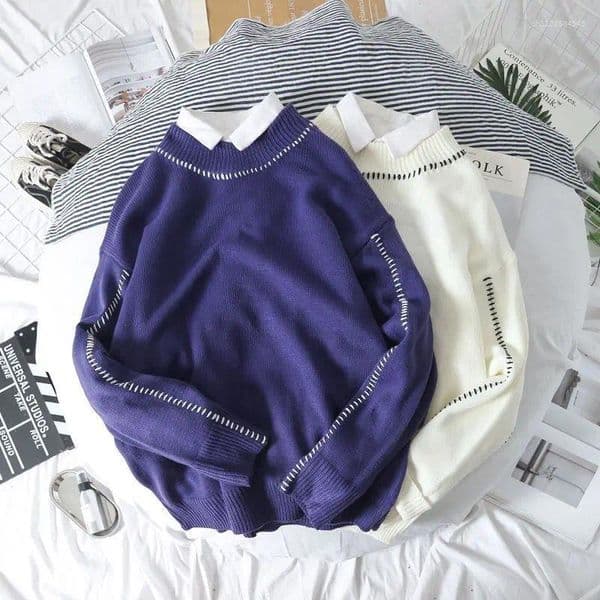 Men's Sweaters Loose And Lazy Trendy Personality Bottoming Sweater