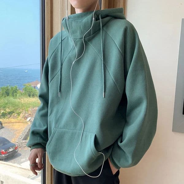 Autumn Turtleneck Fleece Hoodies Men High Street Oversize Pullover Hoodie Unisex Y2K Vintage Hooded Sweatshirts Clothes 250814