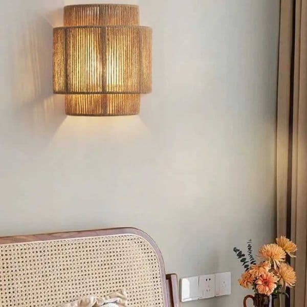 Retro Rattan Weaving Wall Lamp Shade LED E27 Chinese Design Hemp Rope Wall Sconces for Home Living Room Decor Lighting Fixtures X250815