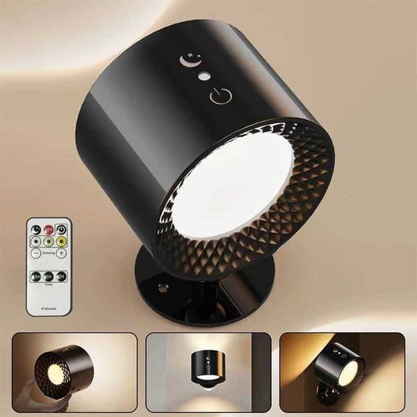 360 Rotatable Double Head Wall Lamp with Touch Control Remote USB Rechargeable Wireless Portable Night Light for Bedroom Reading Lamp X250815