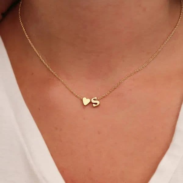SUMENG Fashion Tiny Heart Dainty Initial Necklace Gold Silver Color Letter Name Choker For Women Pendant Jewelry Gift 250812