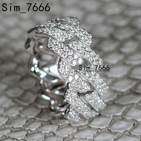 2025 Luxury Plated 925 Sterling Silver Diamond Ring Vvs Moissanite Diamond Ring for Men Women