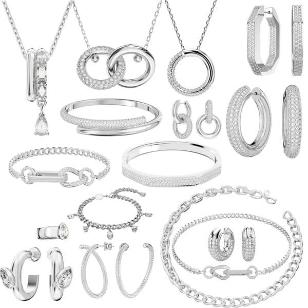 Luxury Designer Jewelry White Gold Crystal Choker Necklace Bracelet Hoop Earrings Accessories Collection for Women Men